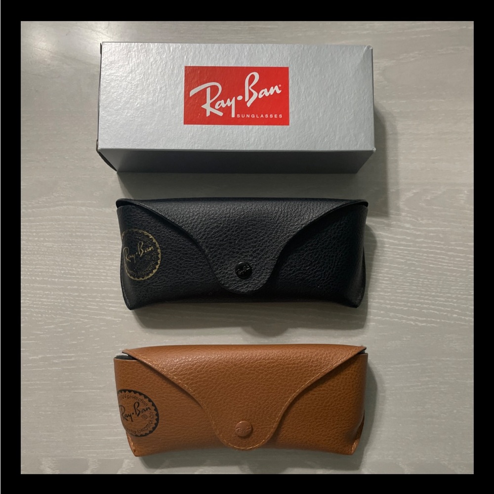 Ray-Ban Black and Brown Sunglasses Case Set